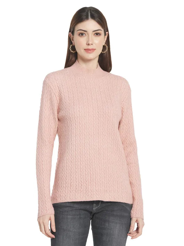 Mettle Women Pink Cable Knit Pullover