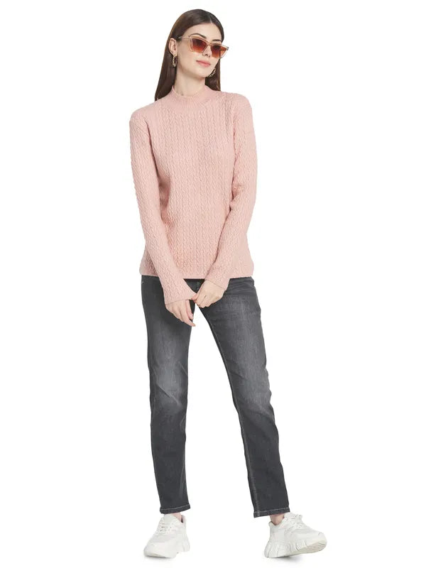 Mettle Women Pink Cable Knit Pullover