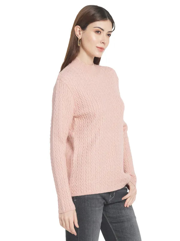 Mettle Women Pink Cable Knit Pullover