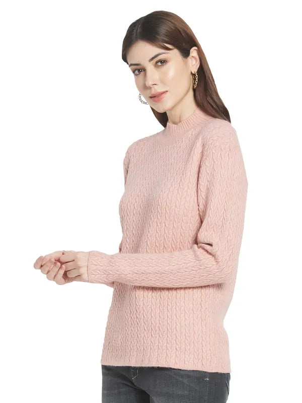 Mettle Women Pink Cable Knit Pullover