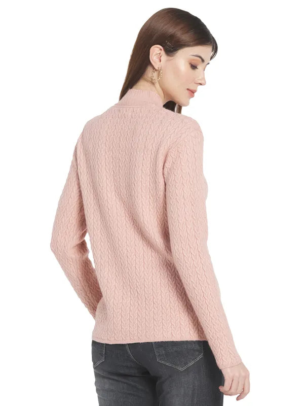 Mettle Women Pink Cable Knit Pullover
