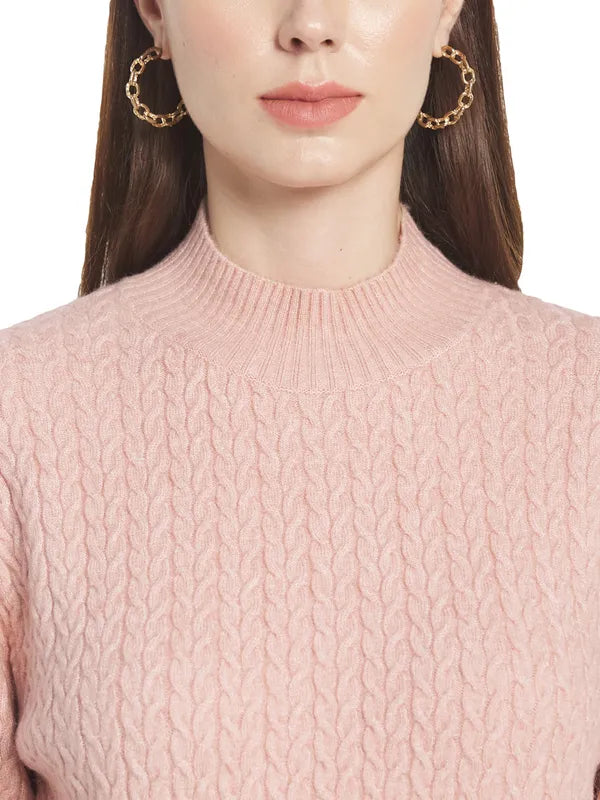 Mettle Women Pink Cable Knit Pullover