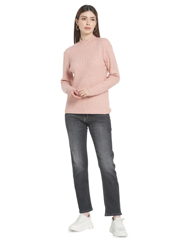 Mettle Women Pink Cable Knit Pullover