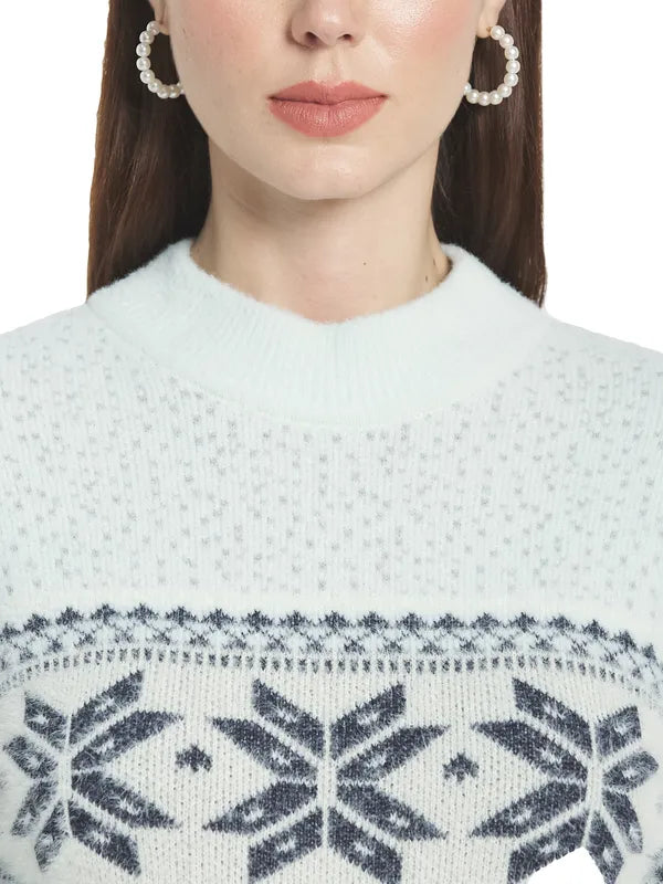 Mettle Women White  Olive Green Floral Printed Pullover