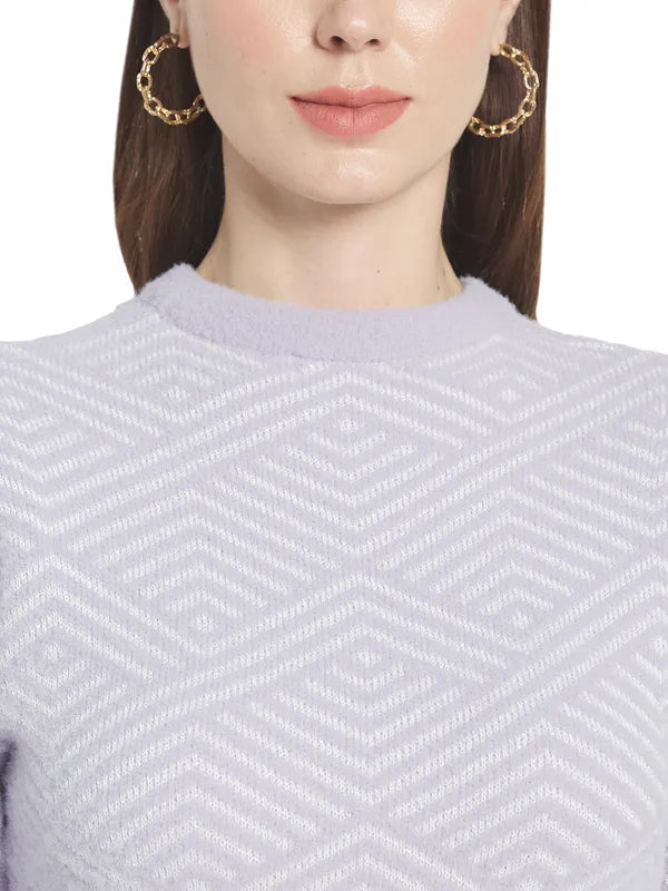 Mettle Women Purple White Printed Pullover