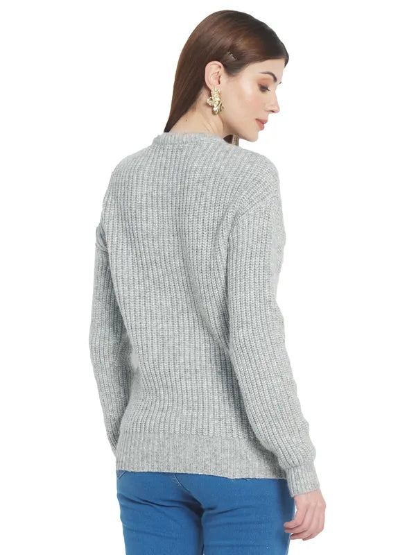 Mettle Women Grey Melange Pullover