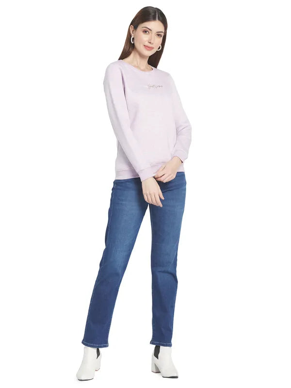 Mettle Women Purple Solid Sweatshirt