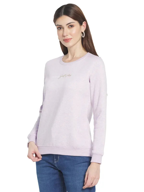 Mettle Women Purple Solid Sweatshirt