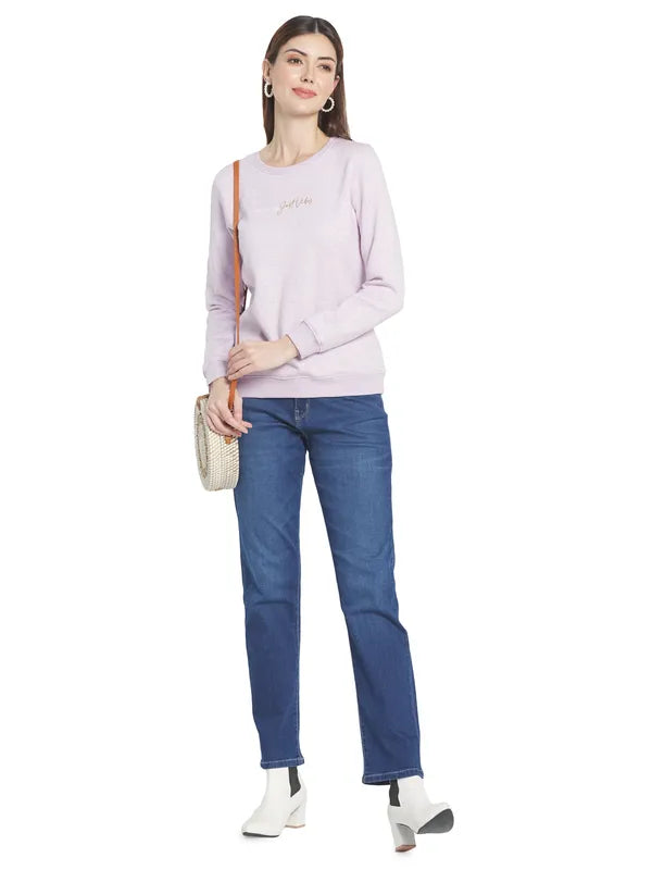 Mettle Women Purple Solid Sweatshirt