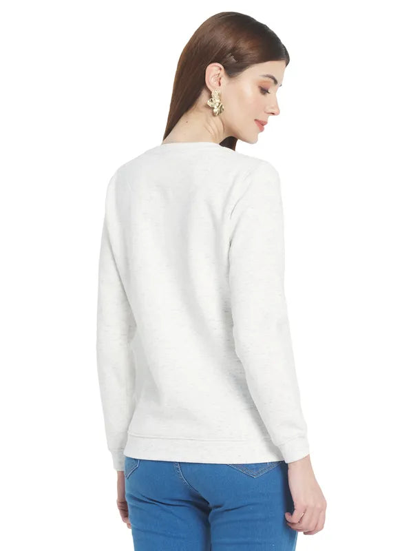 Mettle Women White Solid Sweatshirt