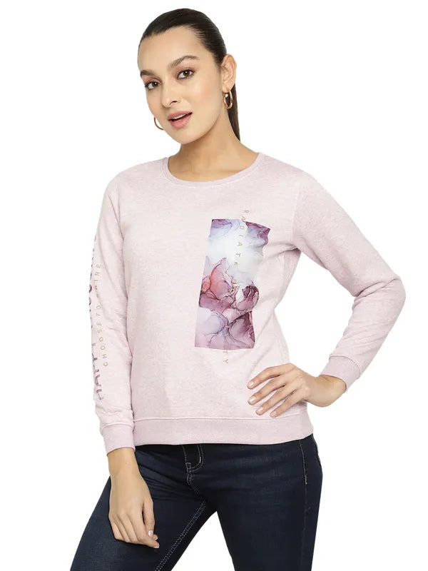 Mettle Women Purple Printed Sweatshirt