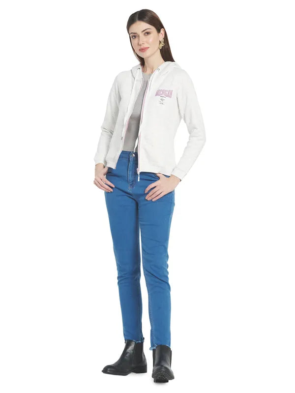 Mettle Women White Hooded Sweatshirt