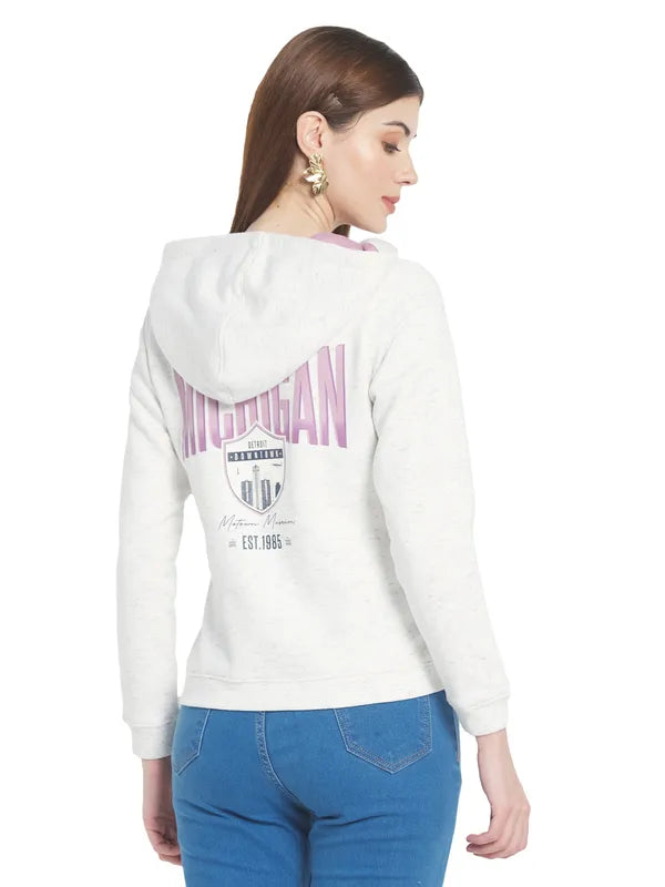 Mettle Women White Hooded Sweatshirt