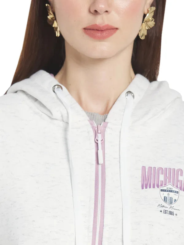 Mettle Women White Hooded Sweatshirt