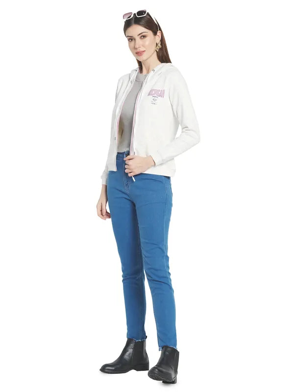 Mettle Women White Hooded Sweatshirt