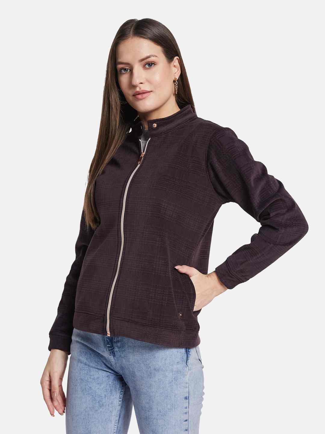 METTLE Women Mandarin Collar Sweatshirt