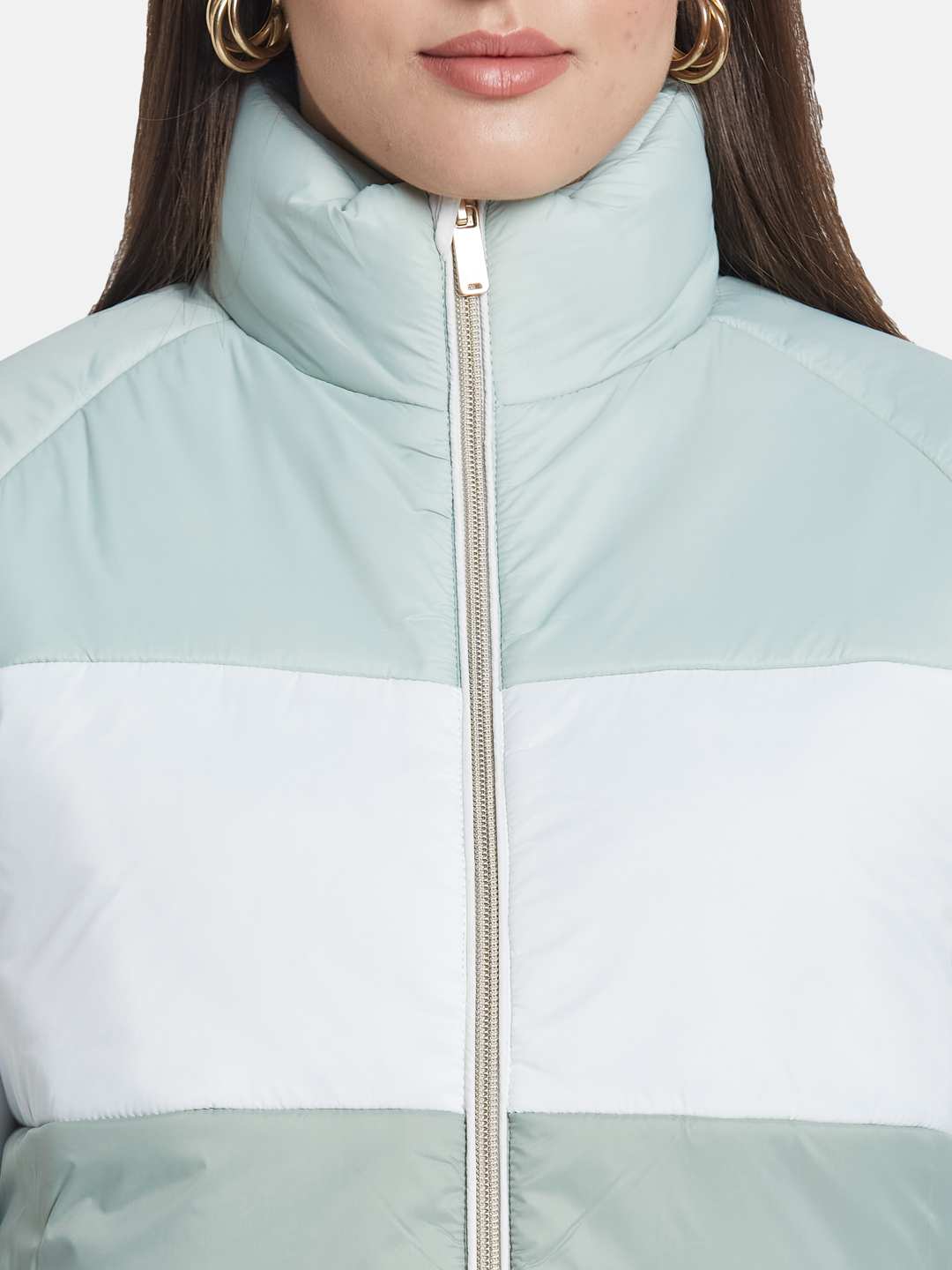 METTLE Women Colourblocked Puffer Jacket