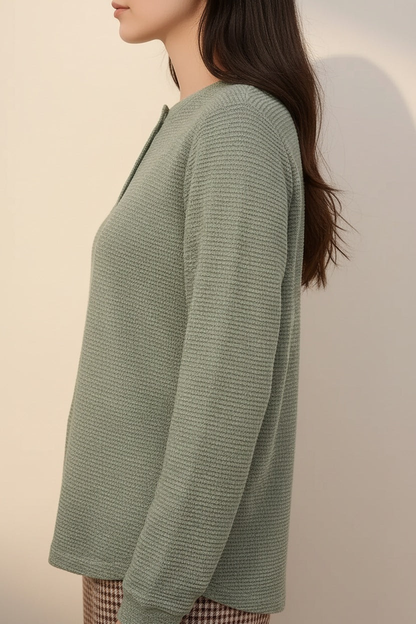 Women Solid Round Neck Sweatshirt