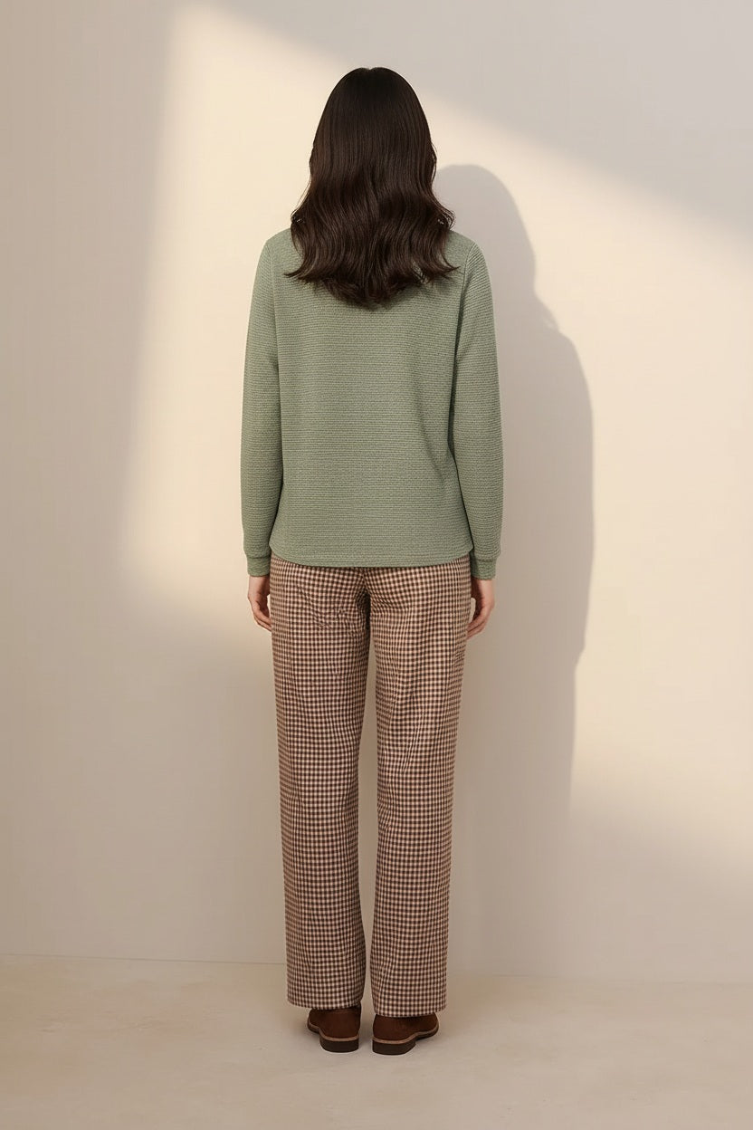 Women Solid Round Neck Sweatshirt