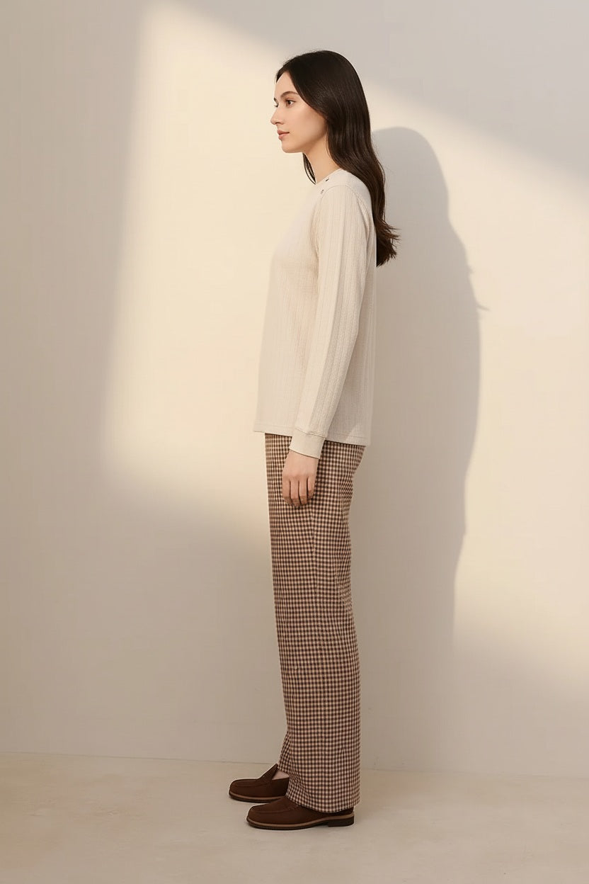 Women Solid Round Neck Sweatshirt