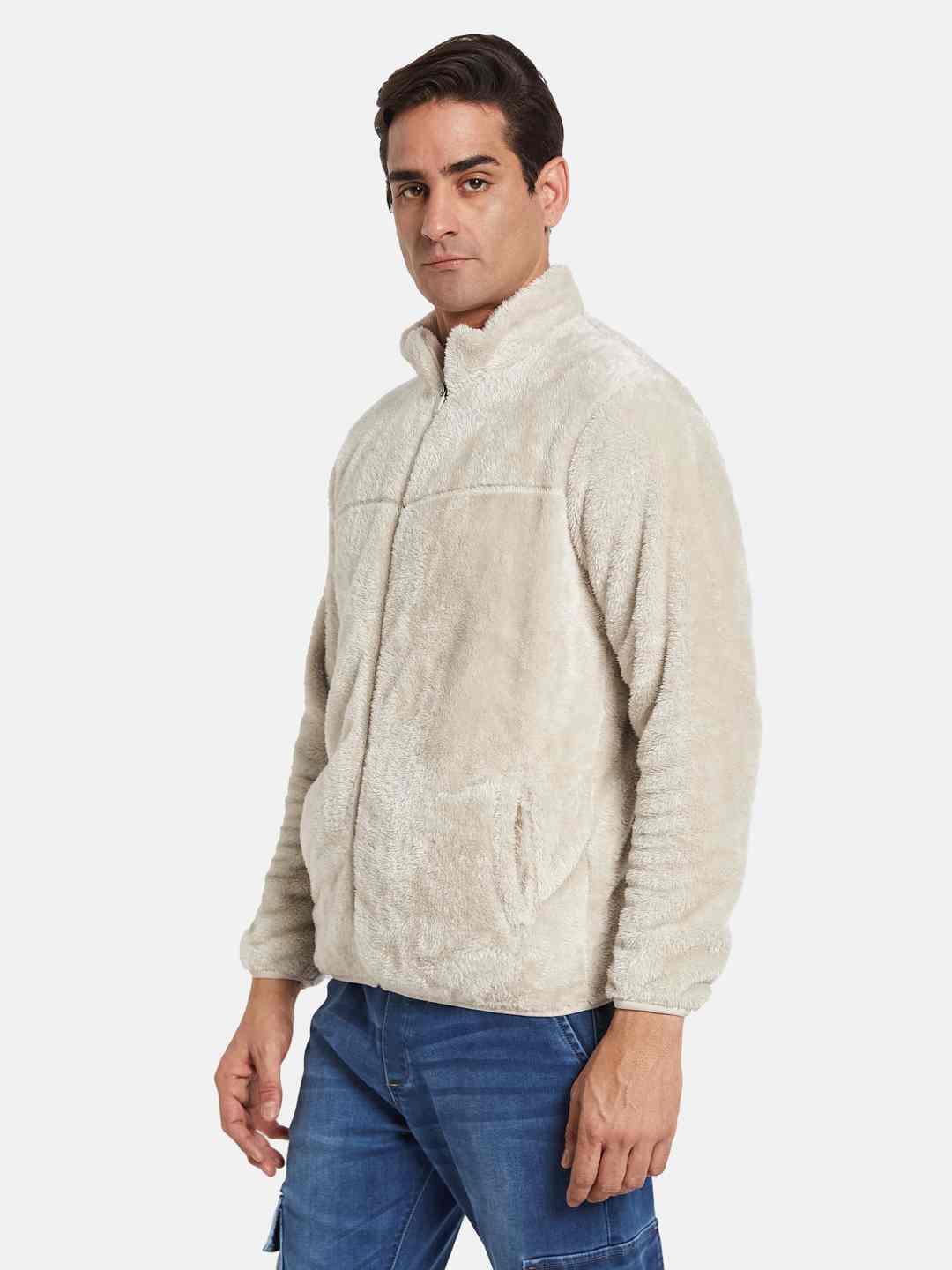 Octave Men Mock Collar Front-Open Sweatshirt