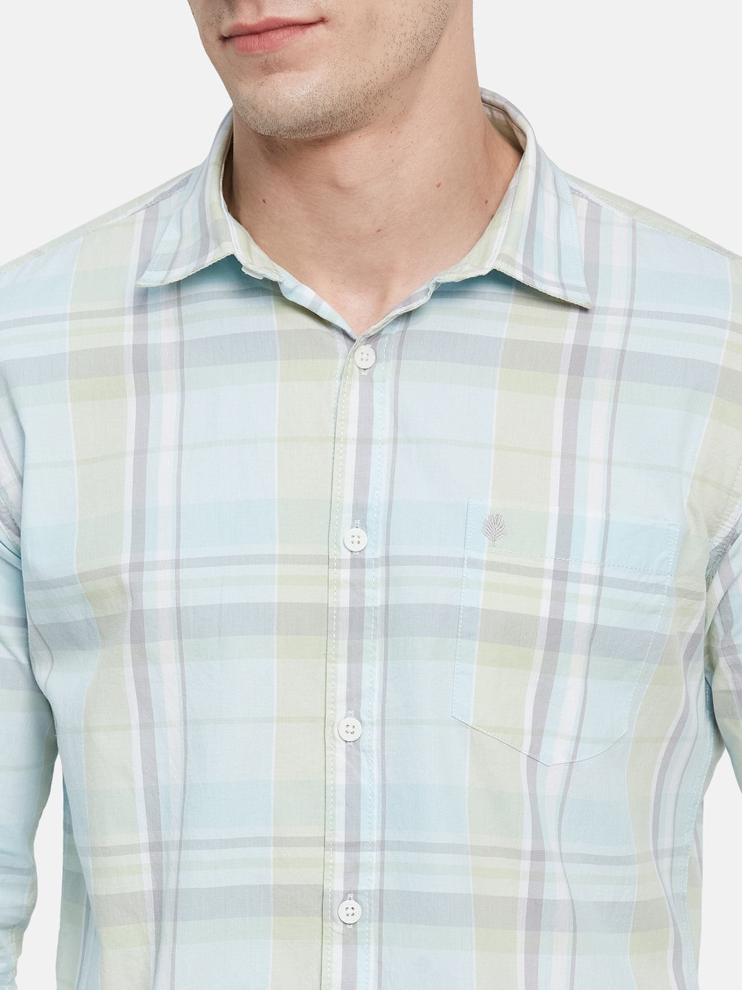 METTLE Men Spread Collar Tartan Checked Cotton Casual Shirt