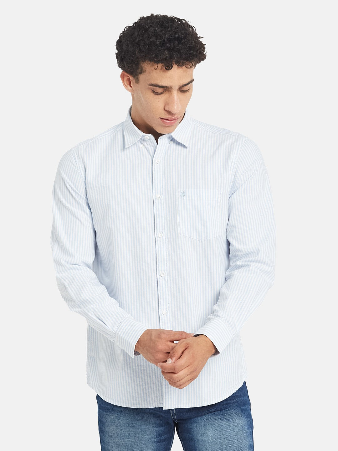METTLE SS25 Vertical Striped Spread Collar Cotton Casual Shirt