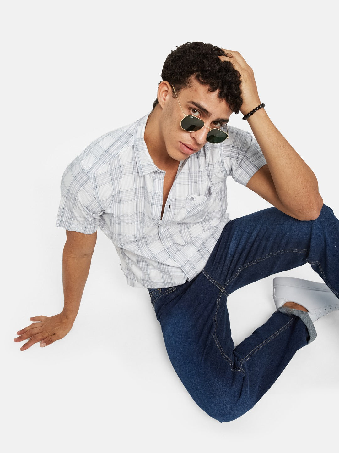 METTLE SS25 Checked Spread Collar Cotton Casual Shirt