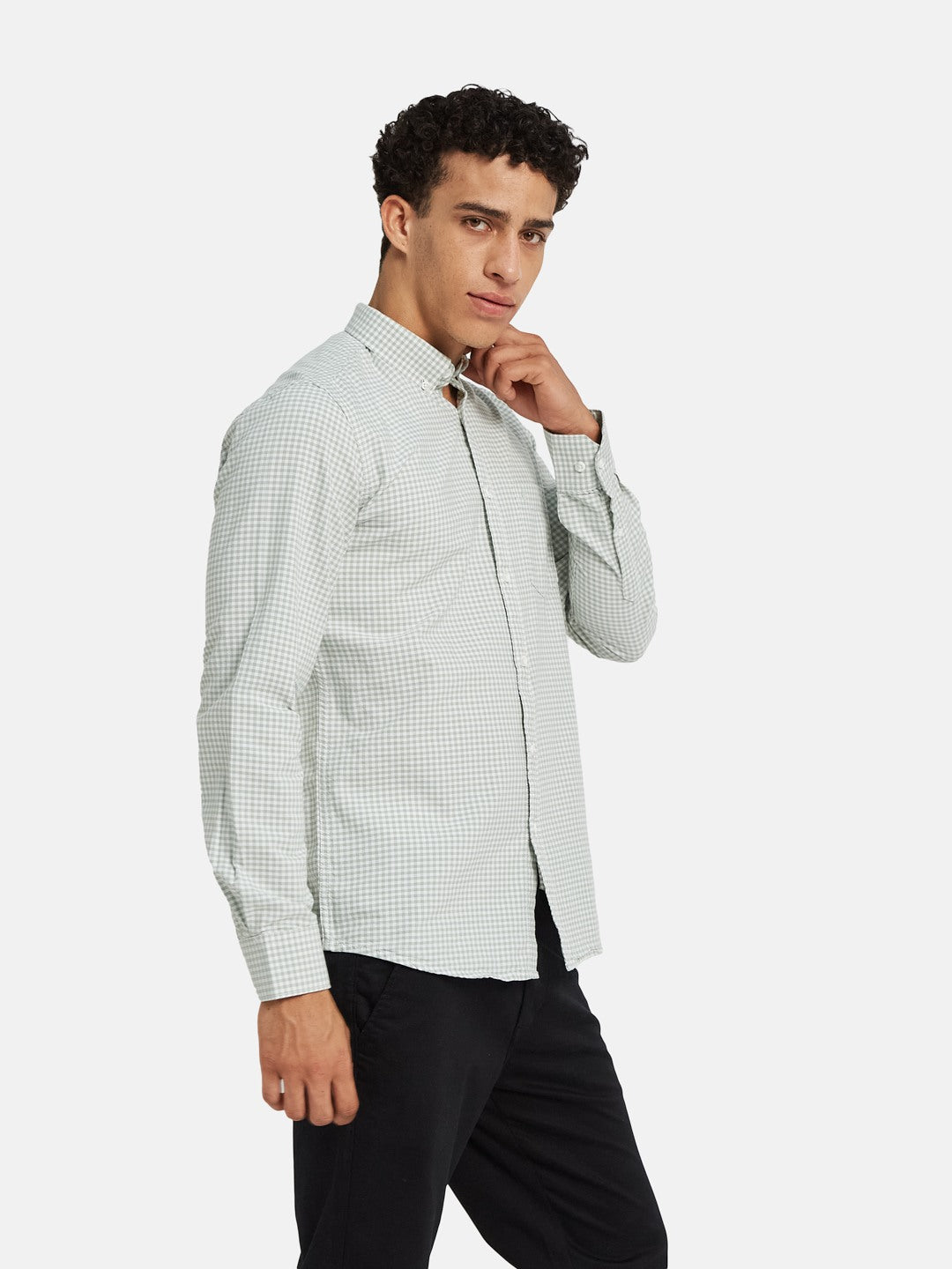METTLE Checked Long Sleeves Spread Collar Cotton Opaque Regular Fit Casual Shirt