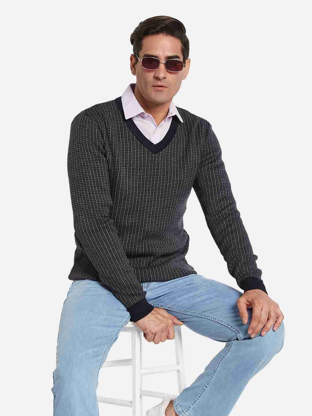 METTLE Men Striped Pullover