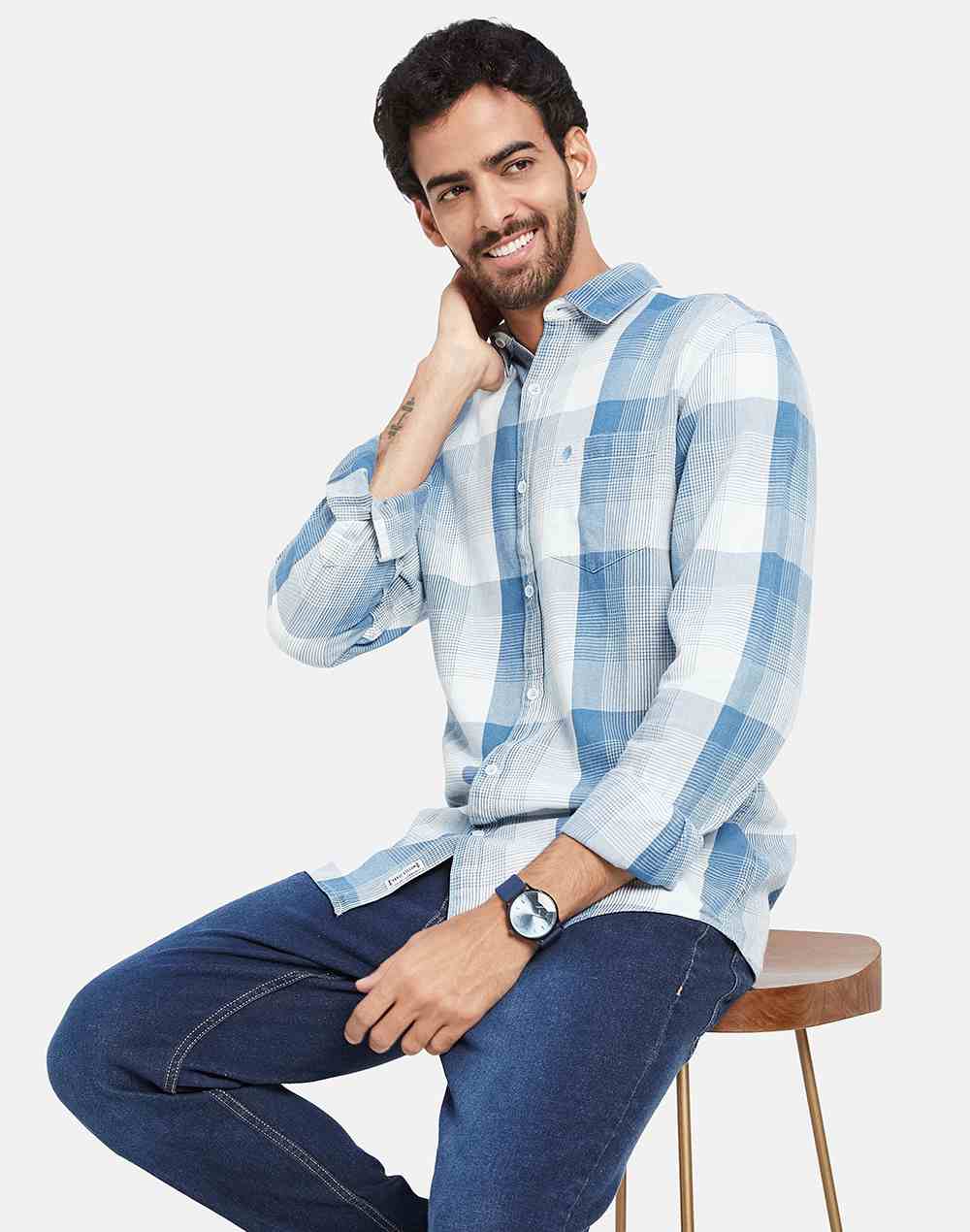Mettle Checked Cotton Casual Shirt