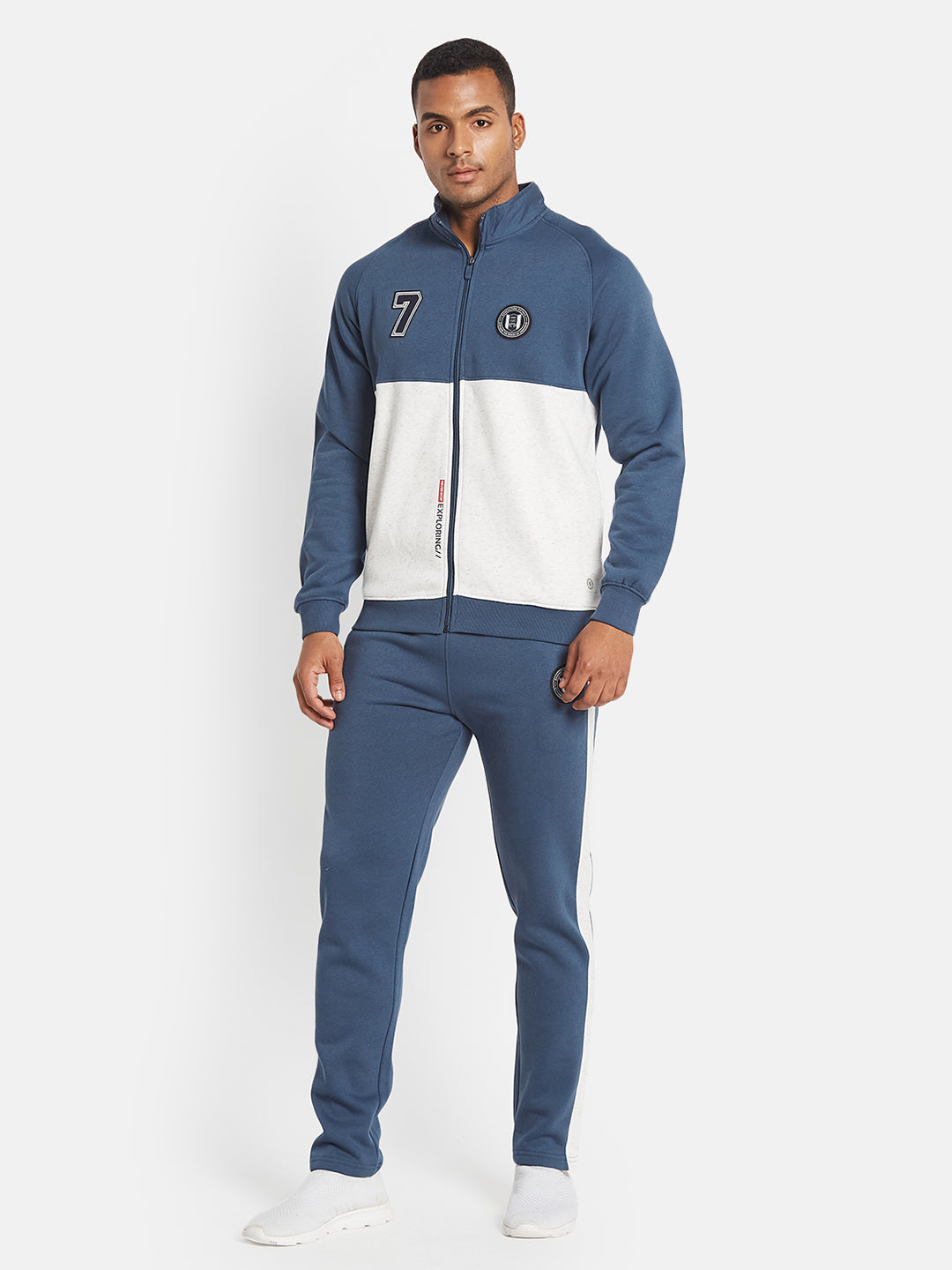Octave Men Colourblocked Mock Collar Long Sleeves Mid-Rise Tracksuit