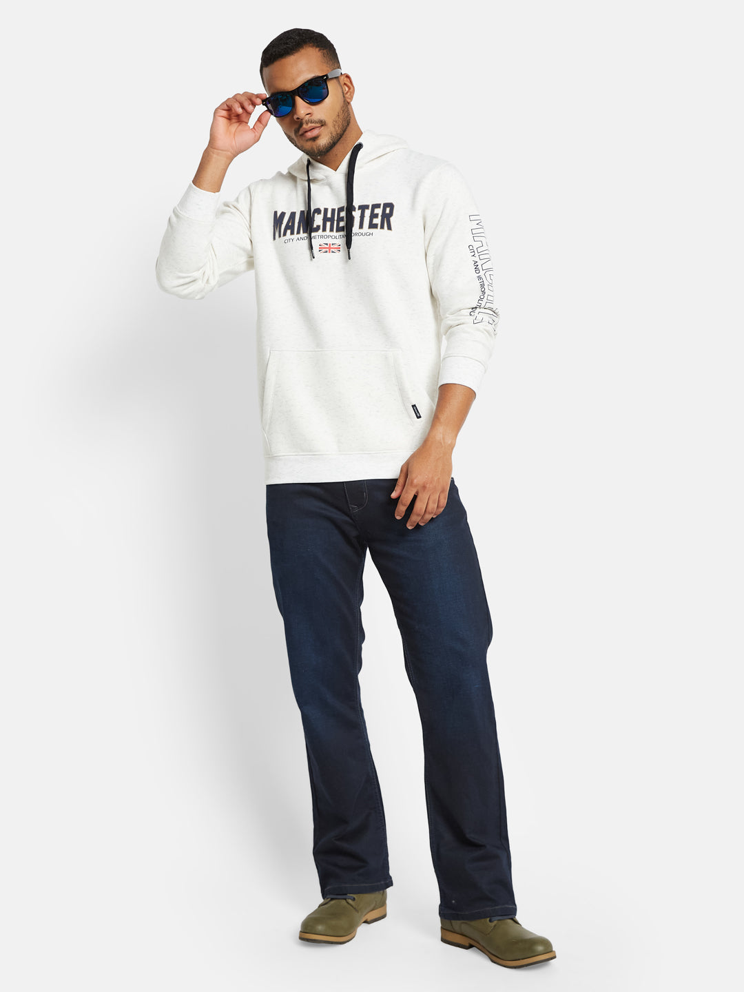 Octave Men Printed Hooded Sweatshirt