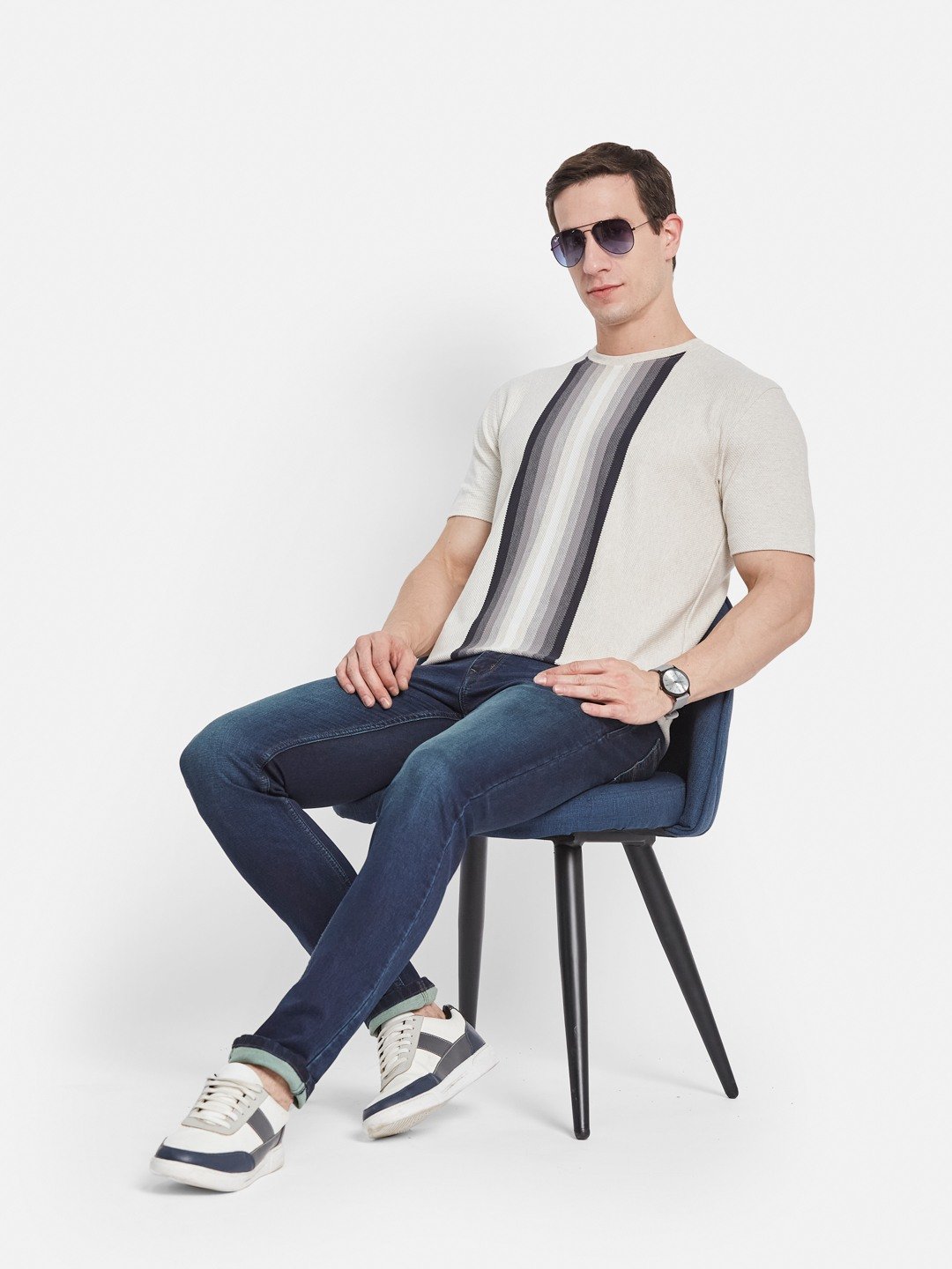 Octave Men Striped T-shirt