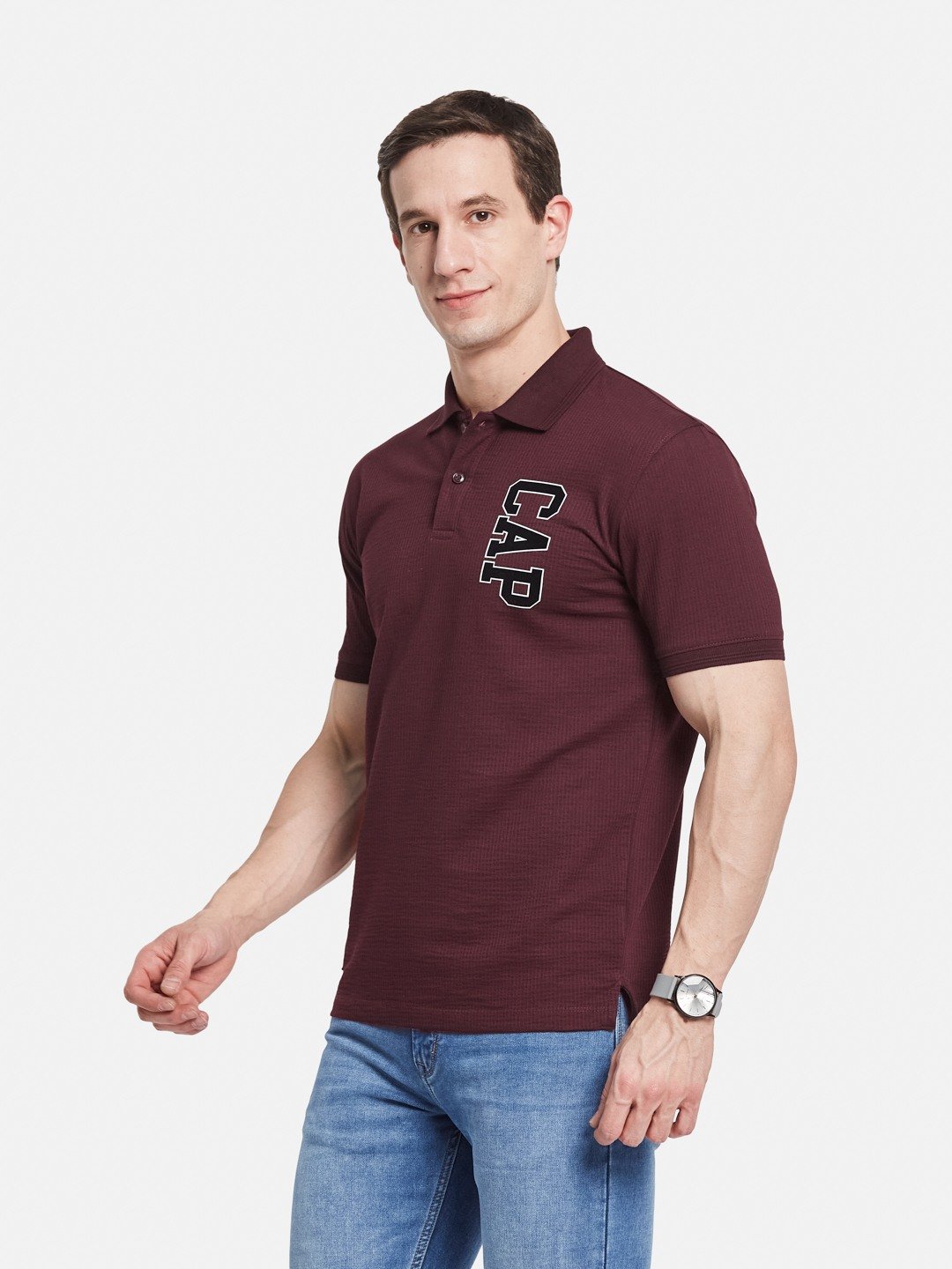 Octave Men Captain America Printed Polo Collar T-shirt