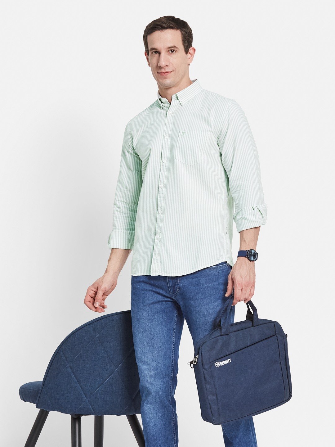 METTLE Men Multi Stripes Opaque Striped Casual Shirt