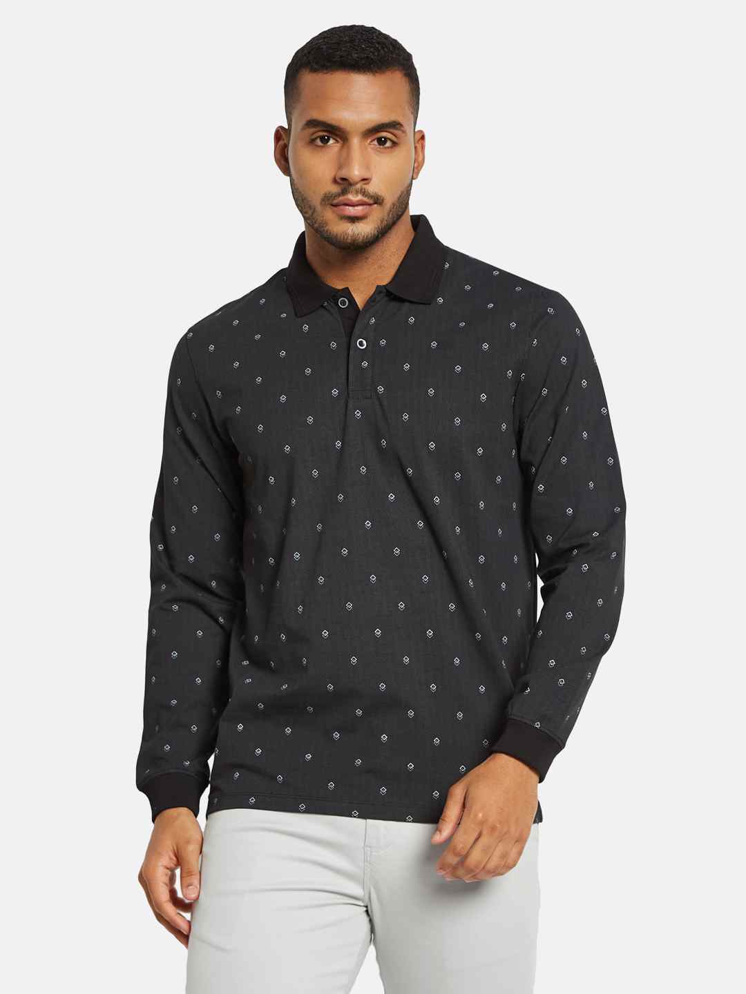METTLE Men Printed Polo Collar T-shirt