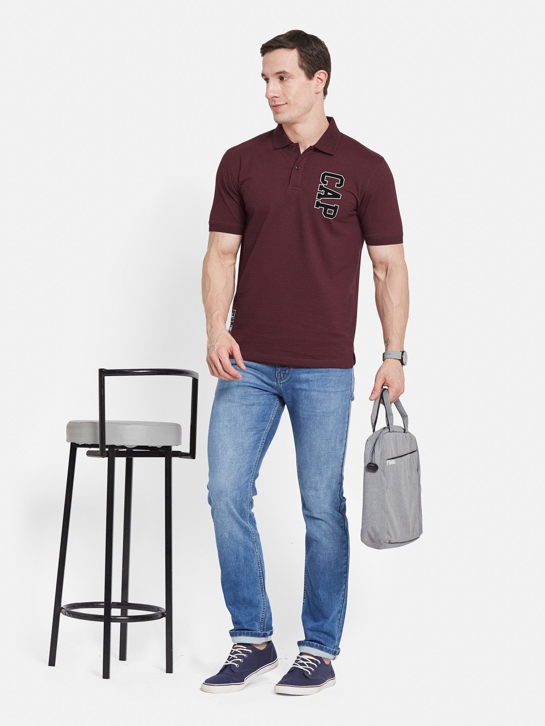 Octave Men Captain America Printed Polo Collar T-shirt