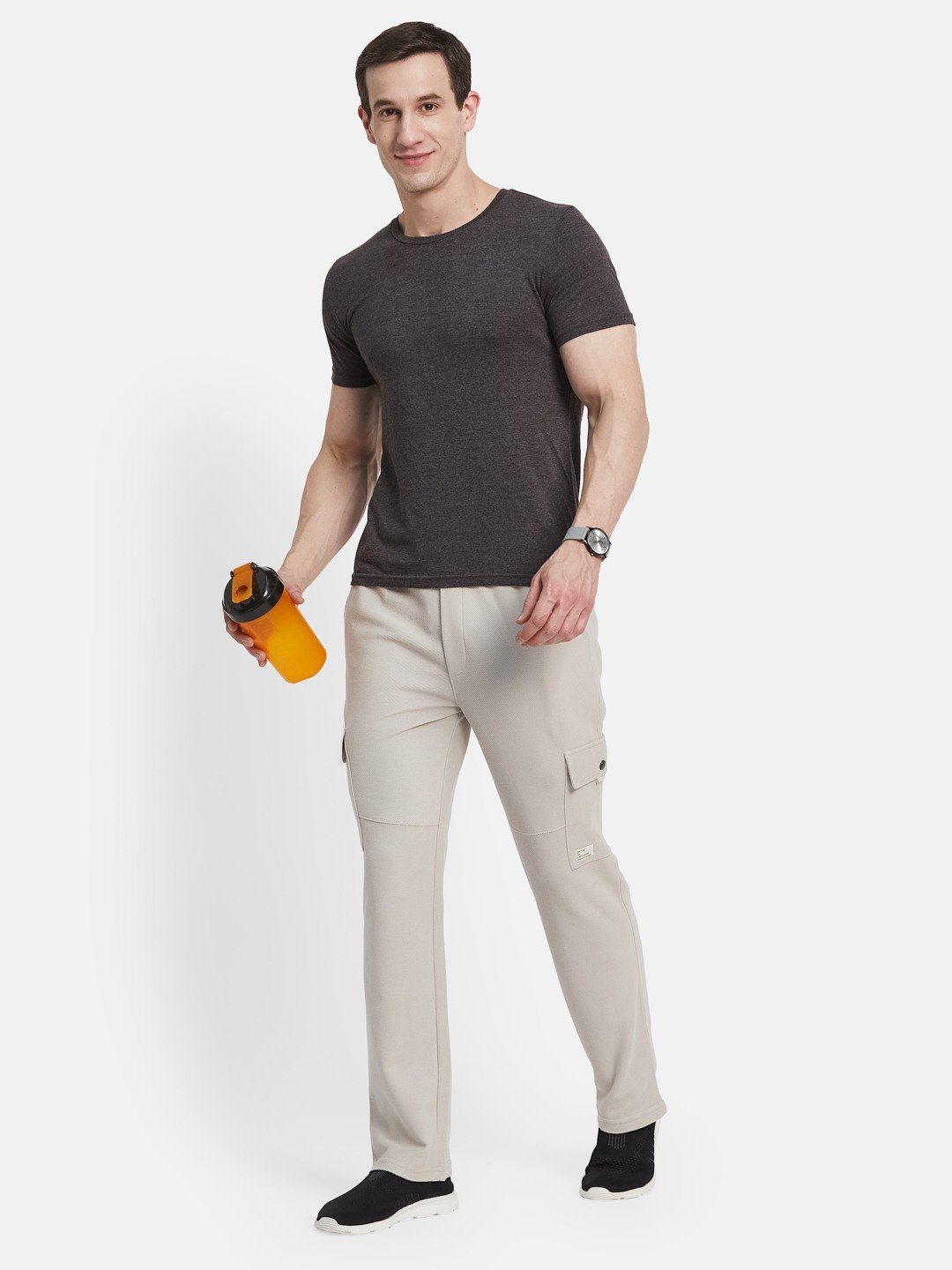 Octave Men Cotton Mid-Rise Cargo Track Pant