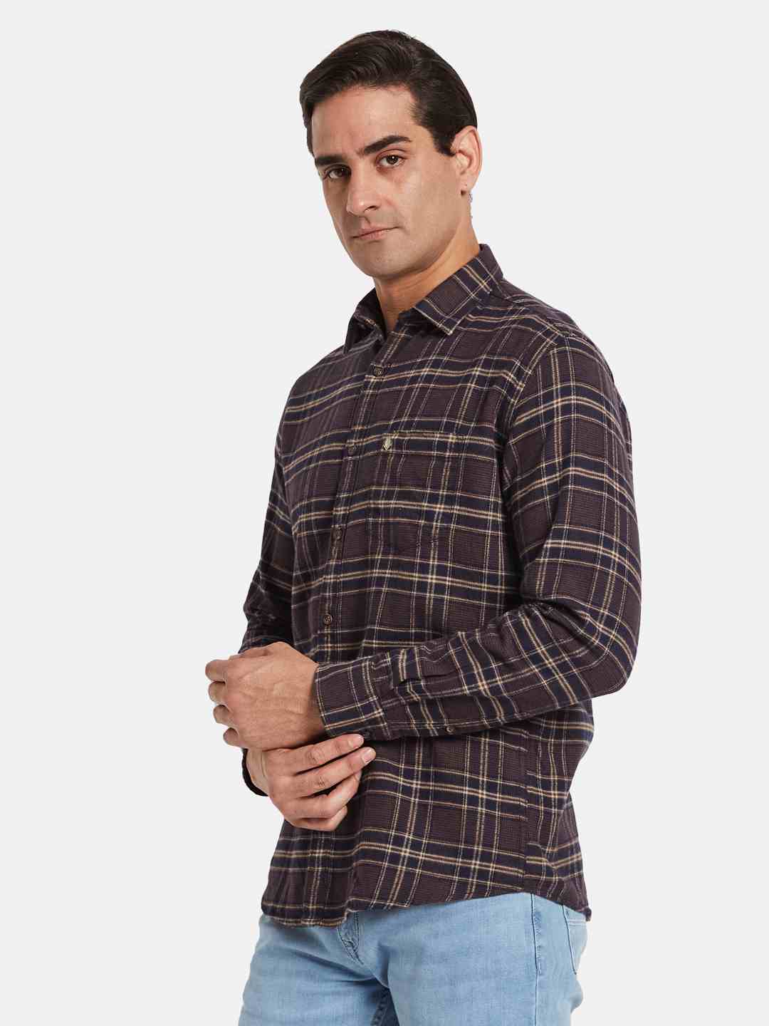 METTLE Men Opaque Checked Casual Shirt