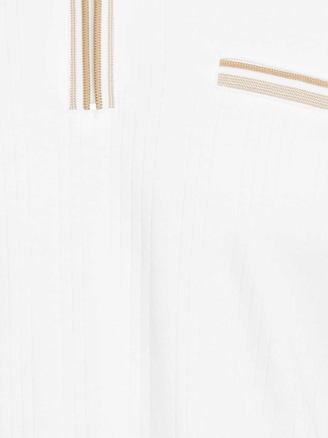 VERTICAL STRIPE HALF-ZIP POLO NECK DROP NEEDLE INTERLOCK T-SHIRT