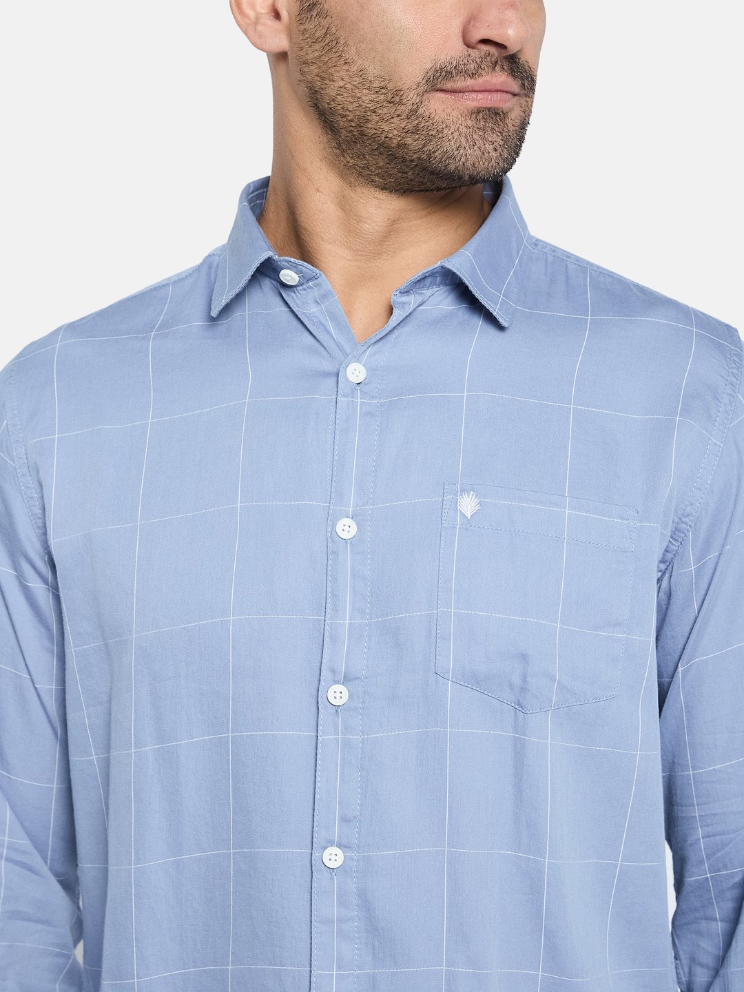 METTLE Men Spread Collar Checked Cotton Casual Shirt