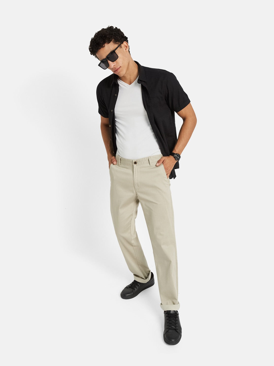 METTLE Spread Collar Cotton Casual Shirt