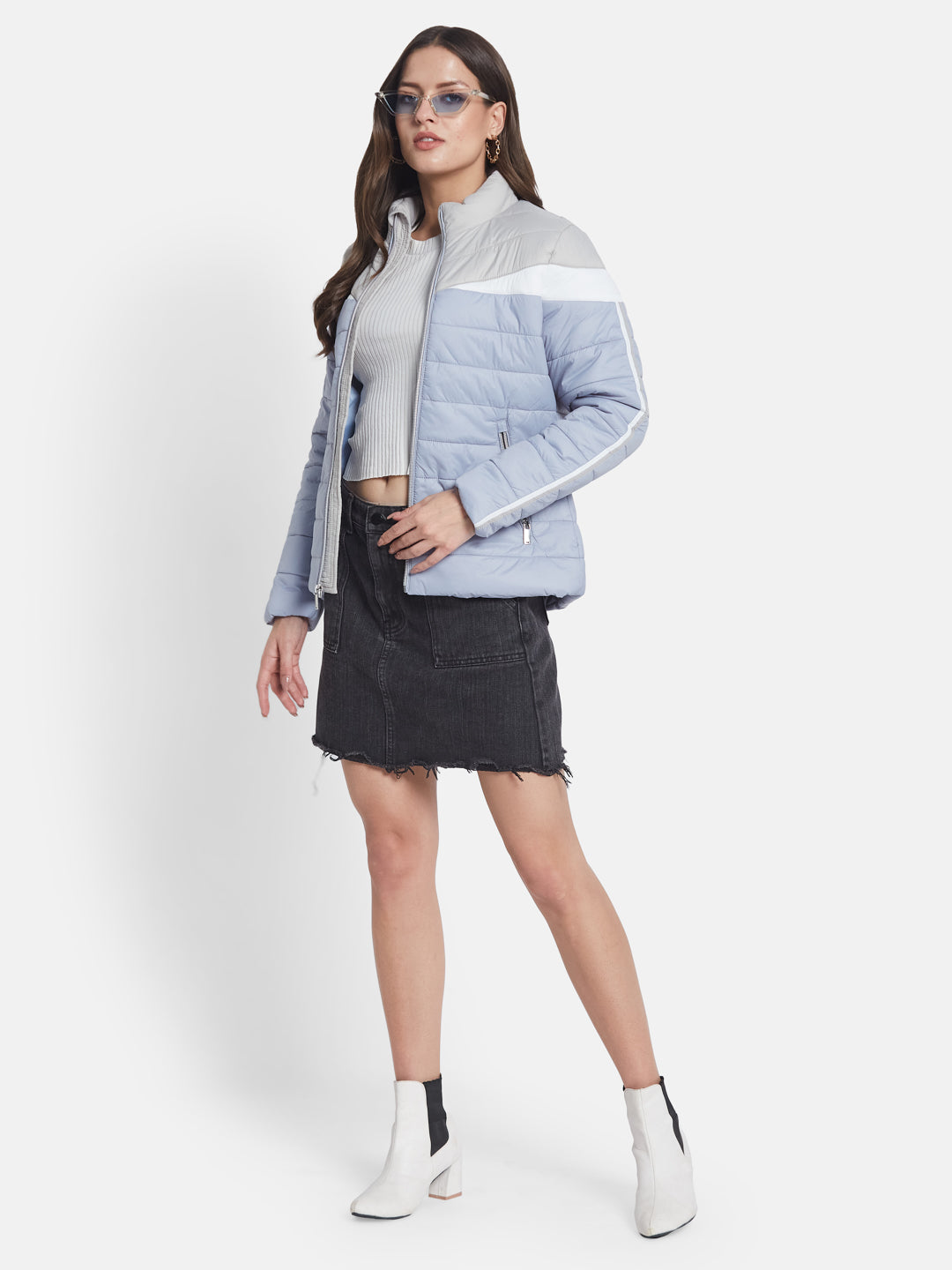 METTLE Women Colourblocked Padded Jacket