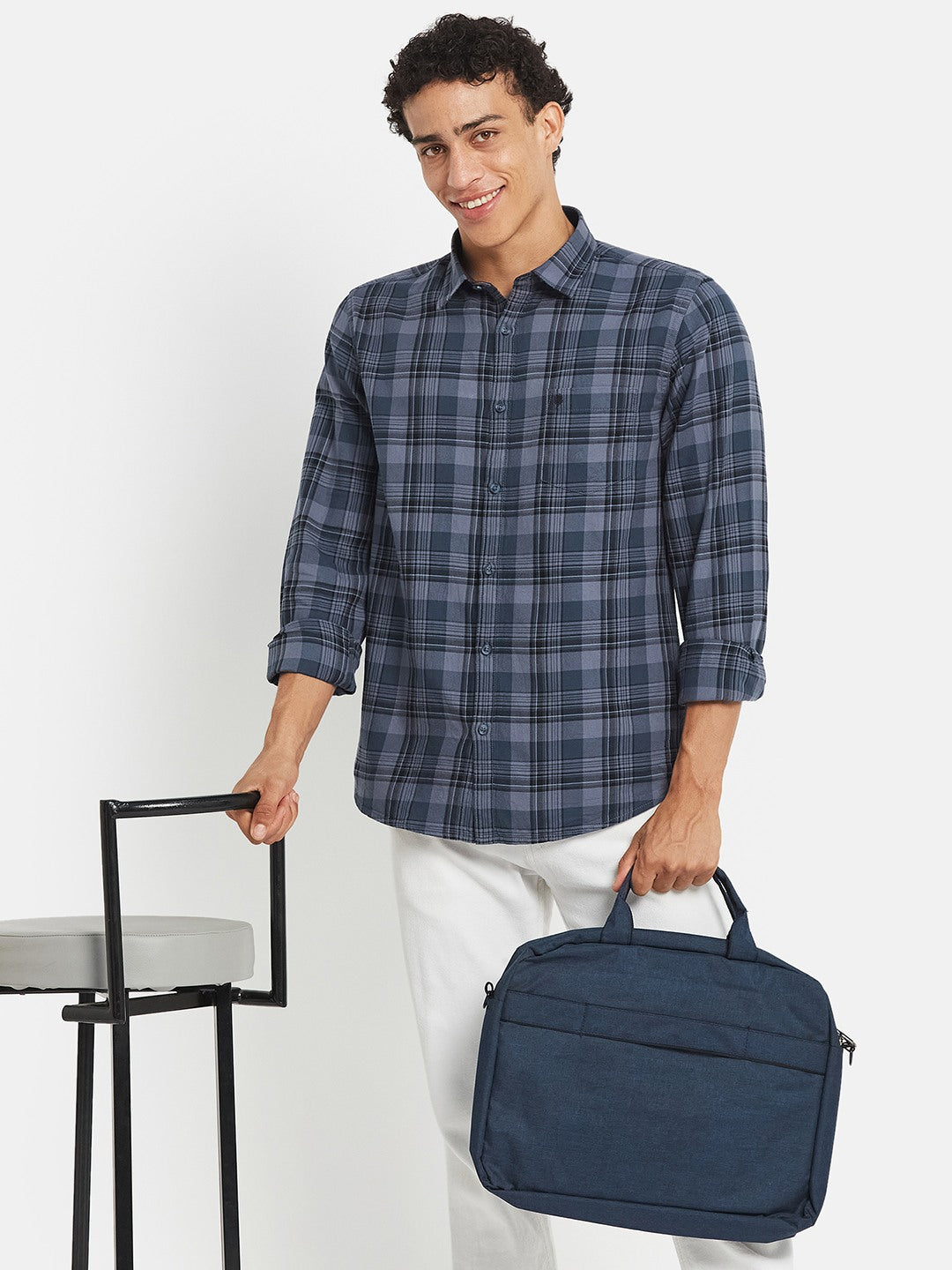 METTLE SS25 Checked Cotton Casual Shirt