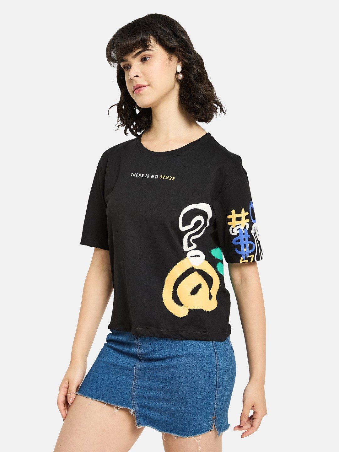 METTLE Women Graphic Printed Round Neck Cotton T-shirt
