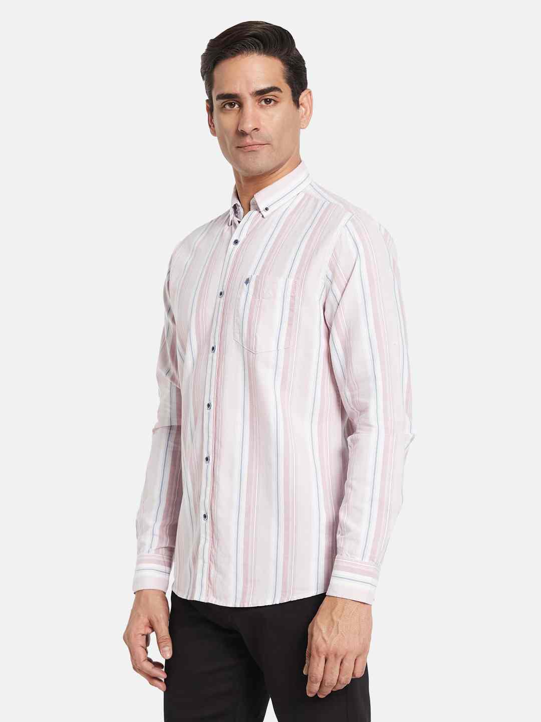 METTLE Men Multi Stripes Opaque Striped Casual Shirt