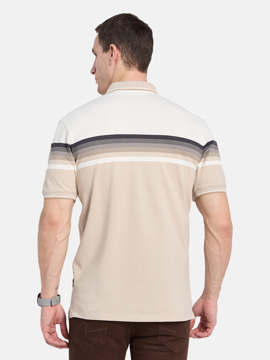 Octave Men Colourblocked Polo Collar T-shirt