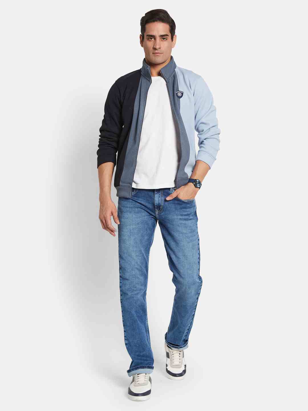 Octave Men Colourblocked Long Sleeves Sweatshirt