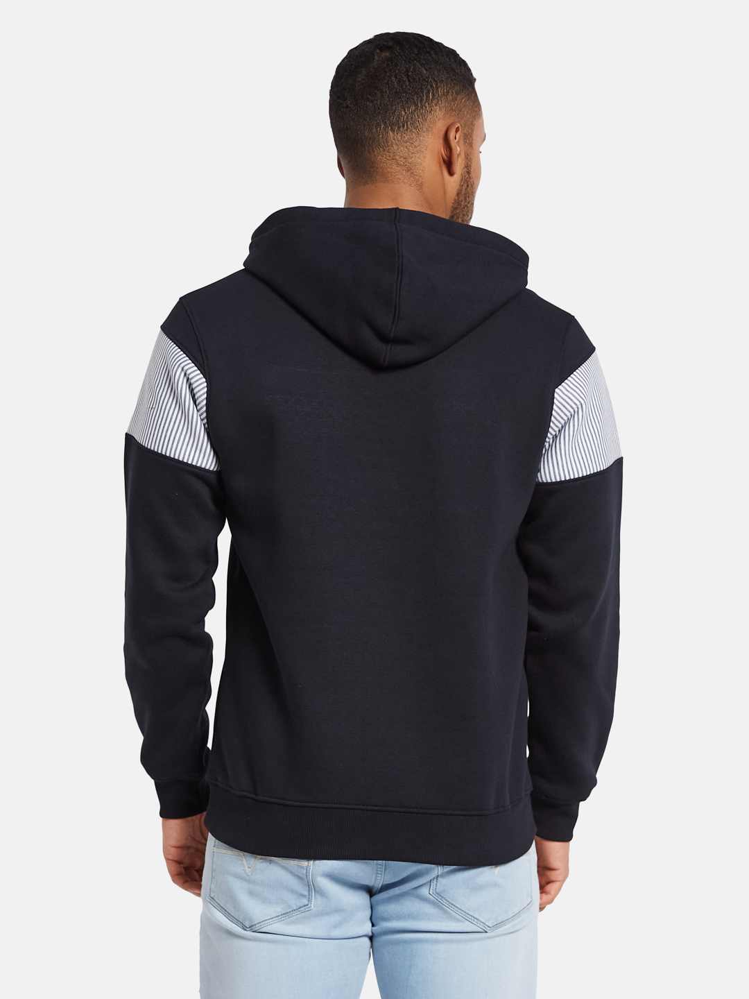 Octave Men Striped Hooded Sweatshirt